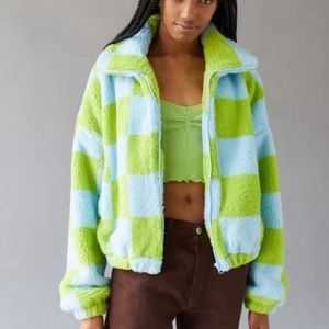 NWOT Urban Outfitters UO Olivia Print Sherpa Jacket